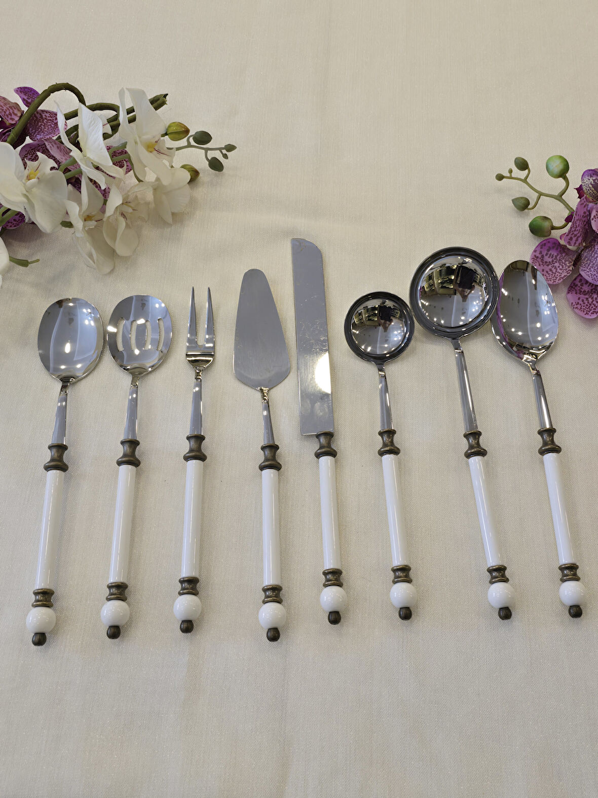 8 Parça Rustik Porselen Servis Kaşık Seti Antik