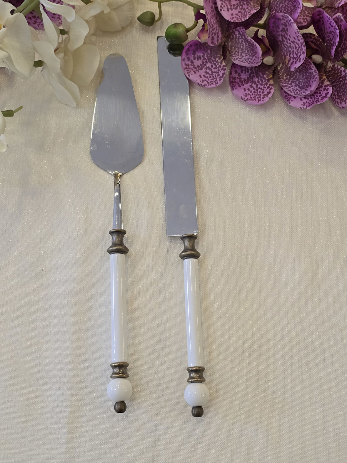 2 Parça Rustik Porselen Pasta Servis Kaşık Seti Antik