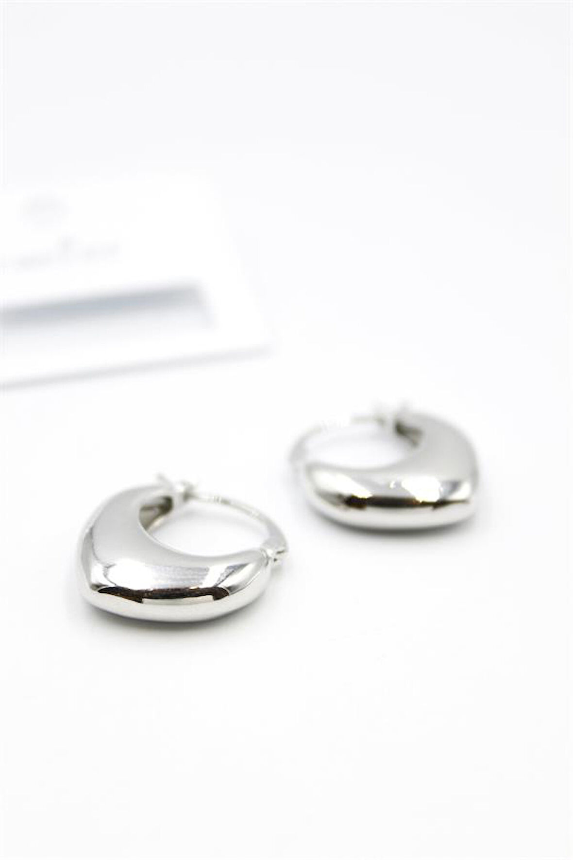 Oval Halka Küpe - Gümüş