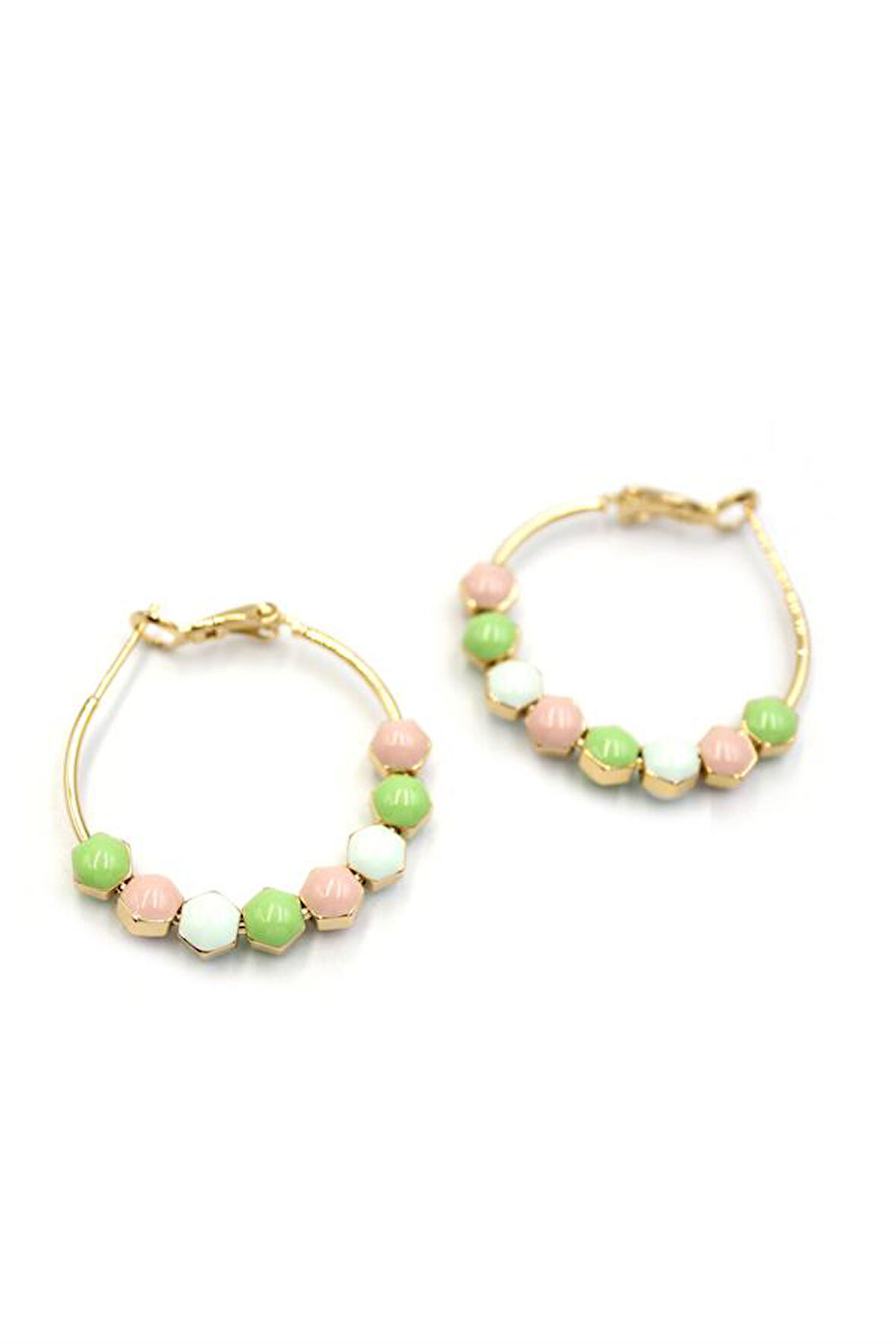 Mineli Halka Küpe - Yeşil