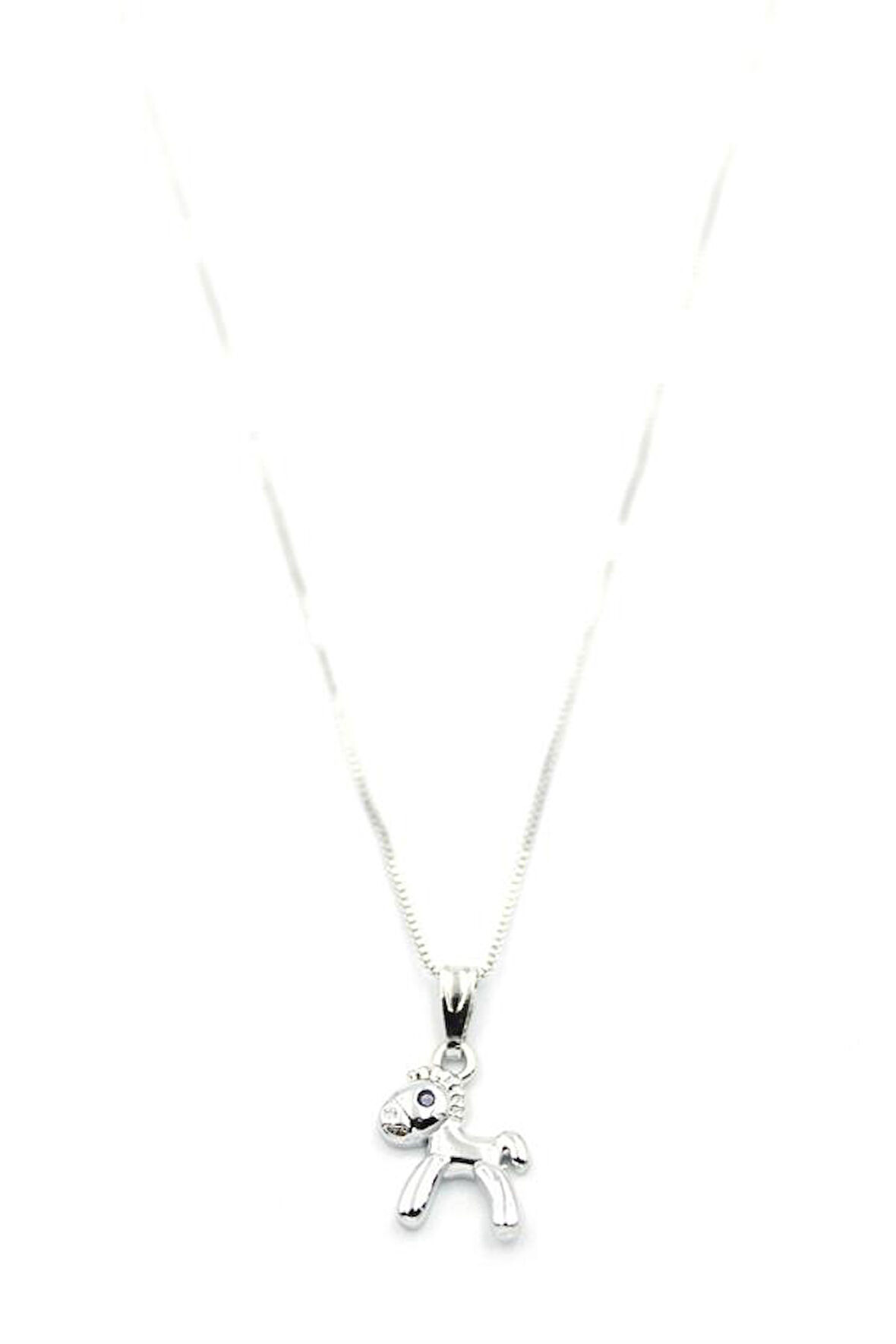 Peluş At Figürü Kolye - Gümüş