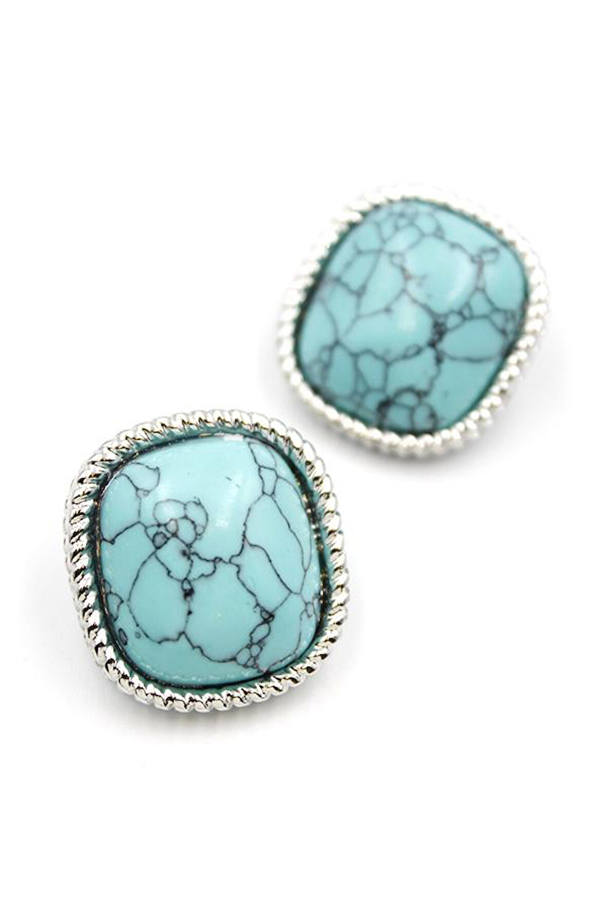 Turkauz Taşlı Küpe - Gümüş