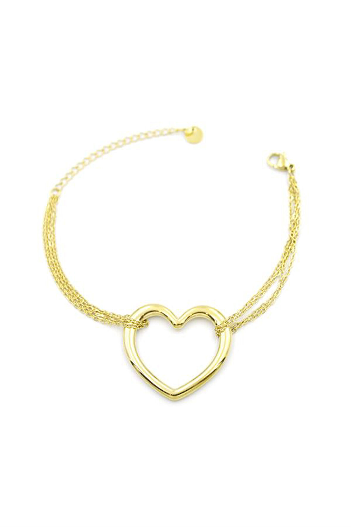 Zincir Kalp Bileklik - Altın