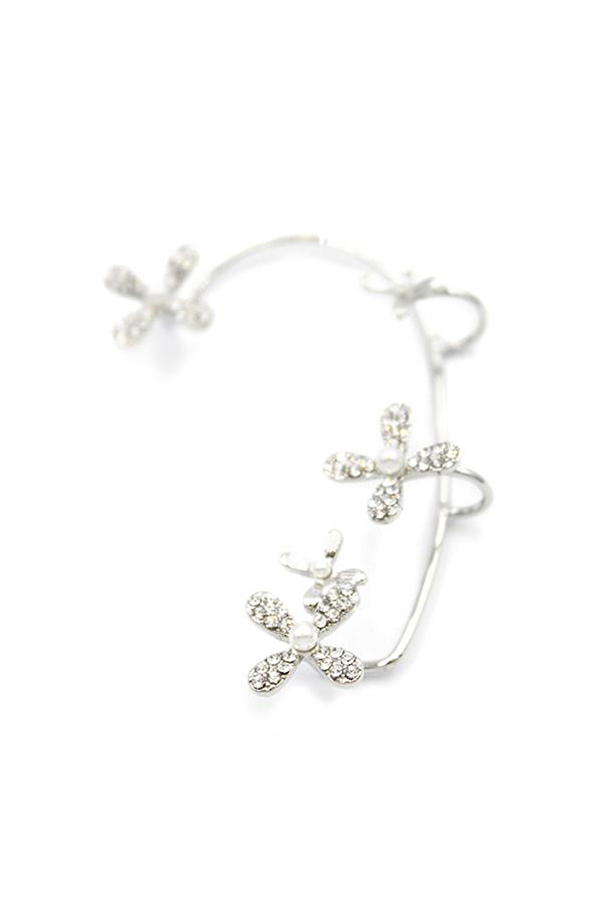 Çiçek Kıkırdak Küpe - Gümüş