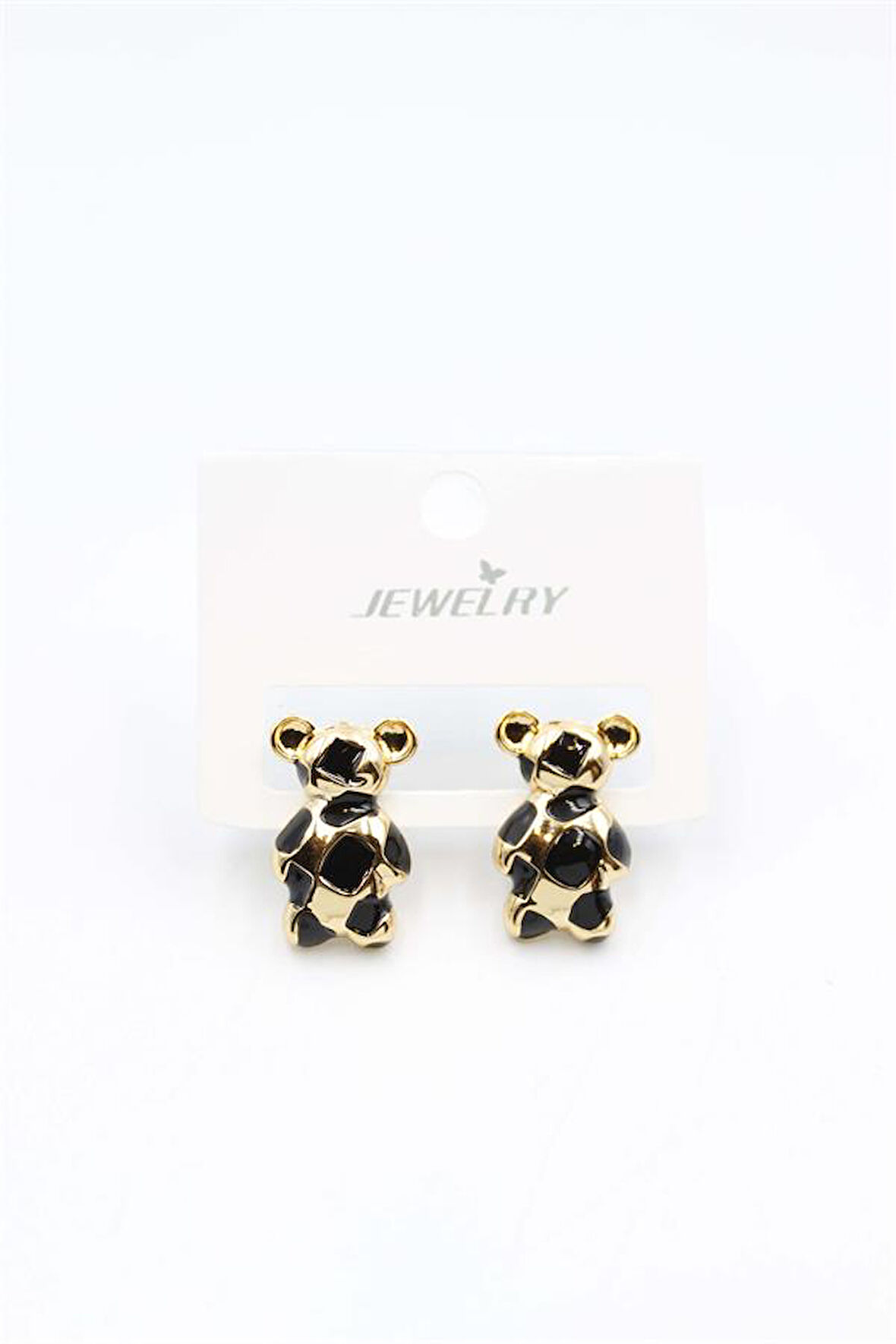 Mineli Ayıcık Küpe - Siyah