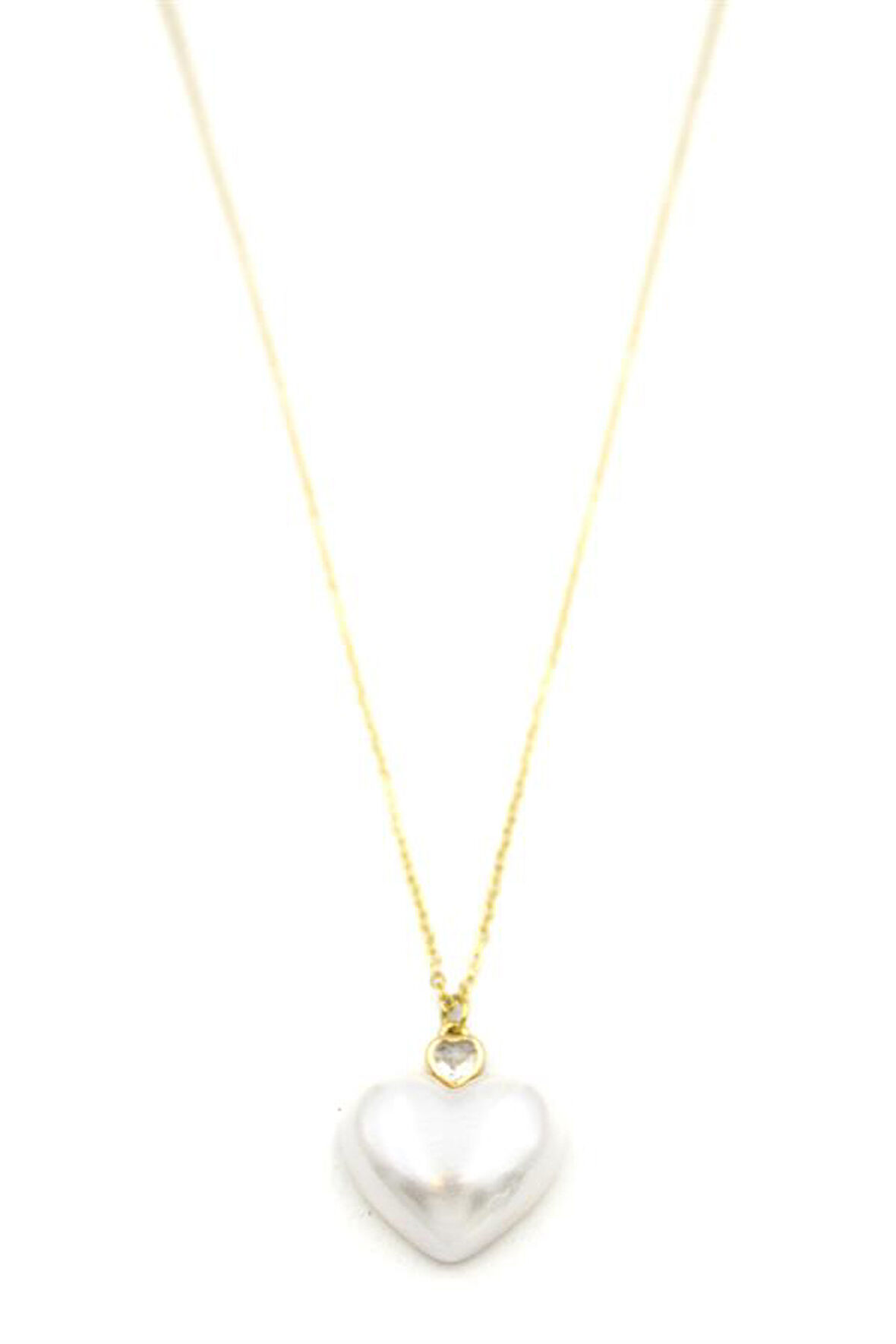 İnci Kalp Kolye - Altın