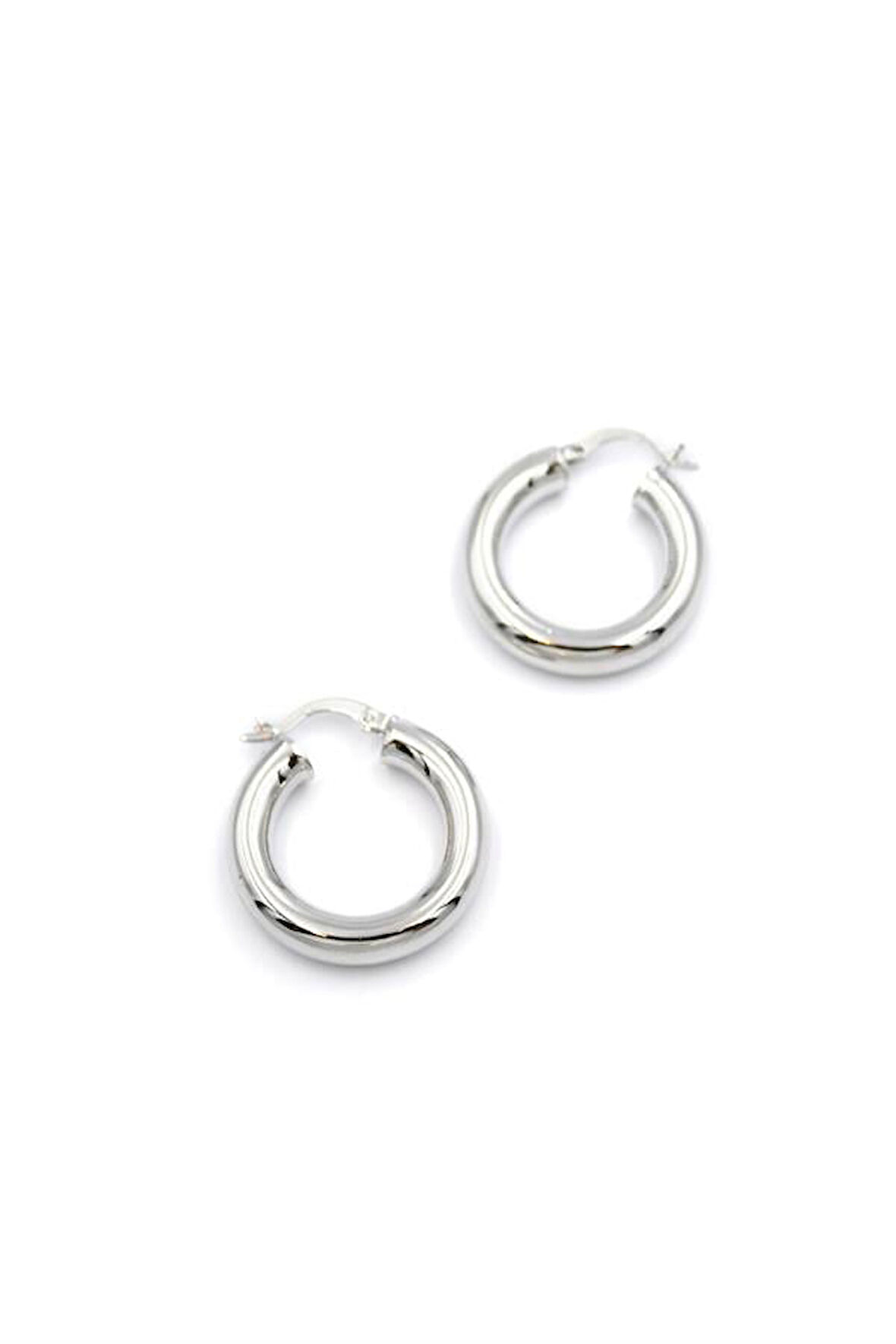 Orta Boy Halka Küpe - Gümüş