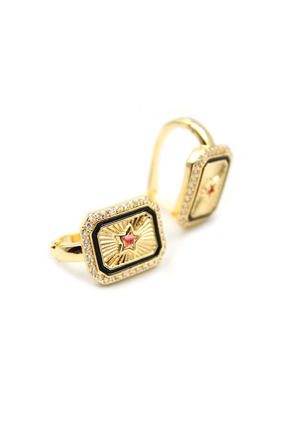 Yıldız Taşlı Küpe - Pembe