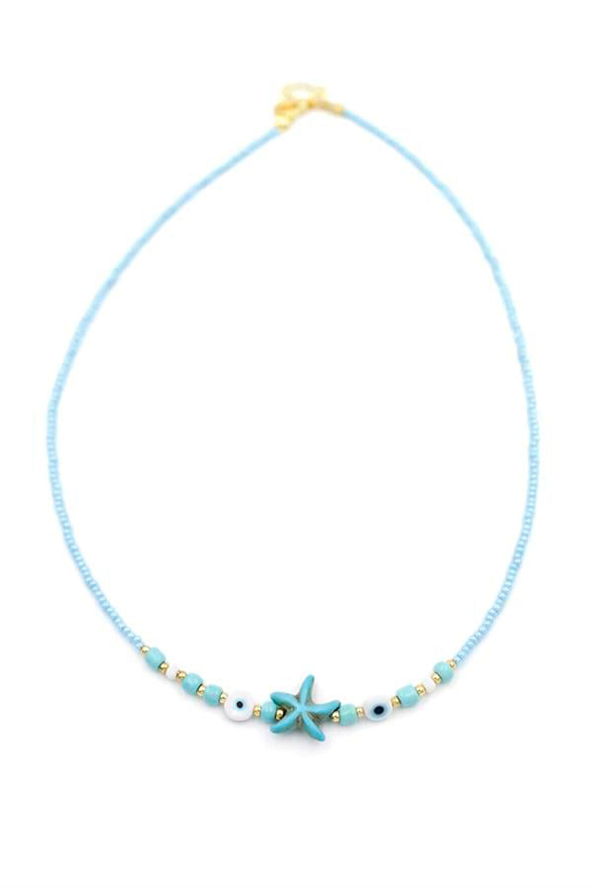 Boncuk Deniz Yıldzı Kolye - Mavi