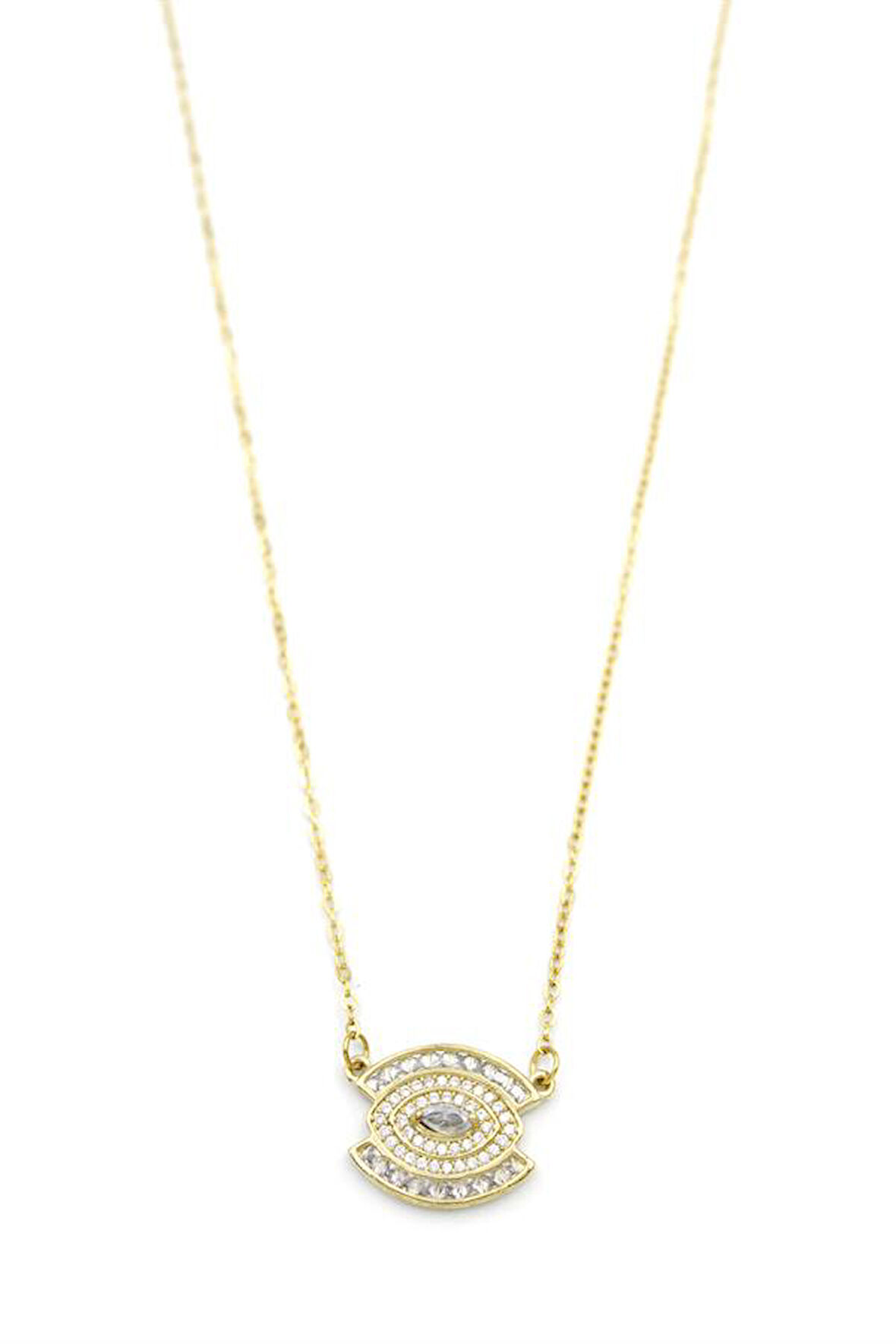 Taşlı Göz Kolye - Altın