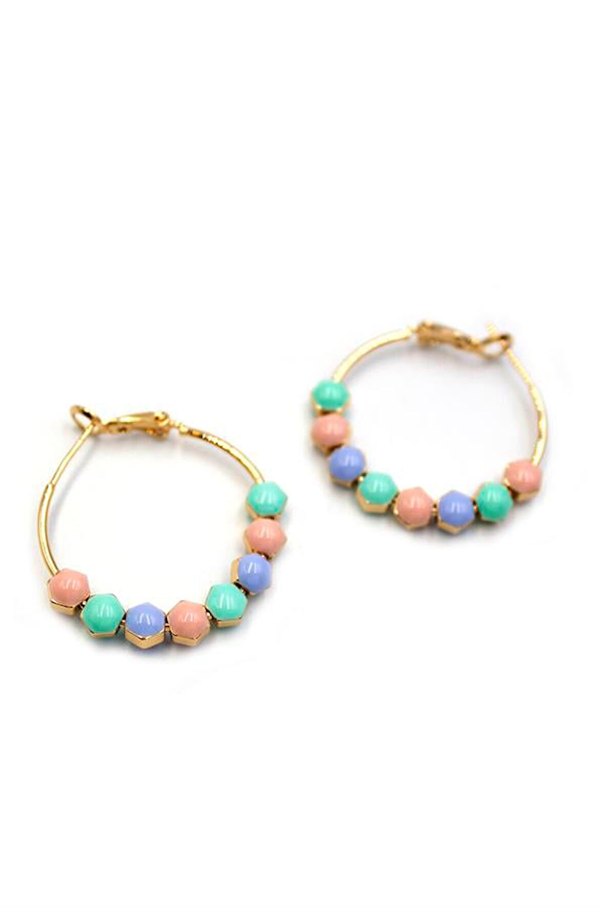 Mineli Halka Küpe - ÇOK RENKLİ