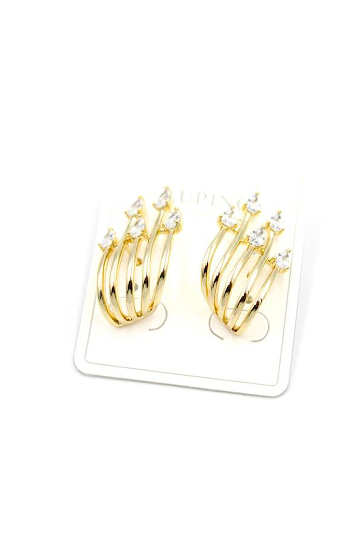 Taşlı Küpe - 14K Altın