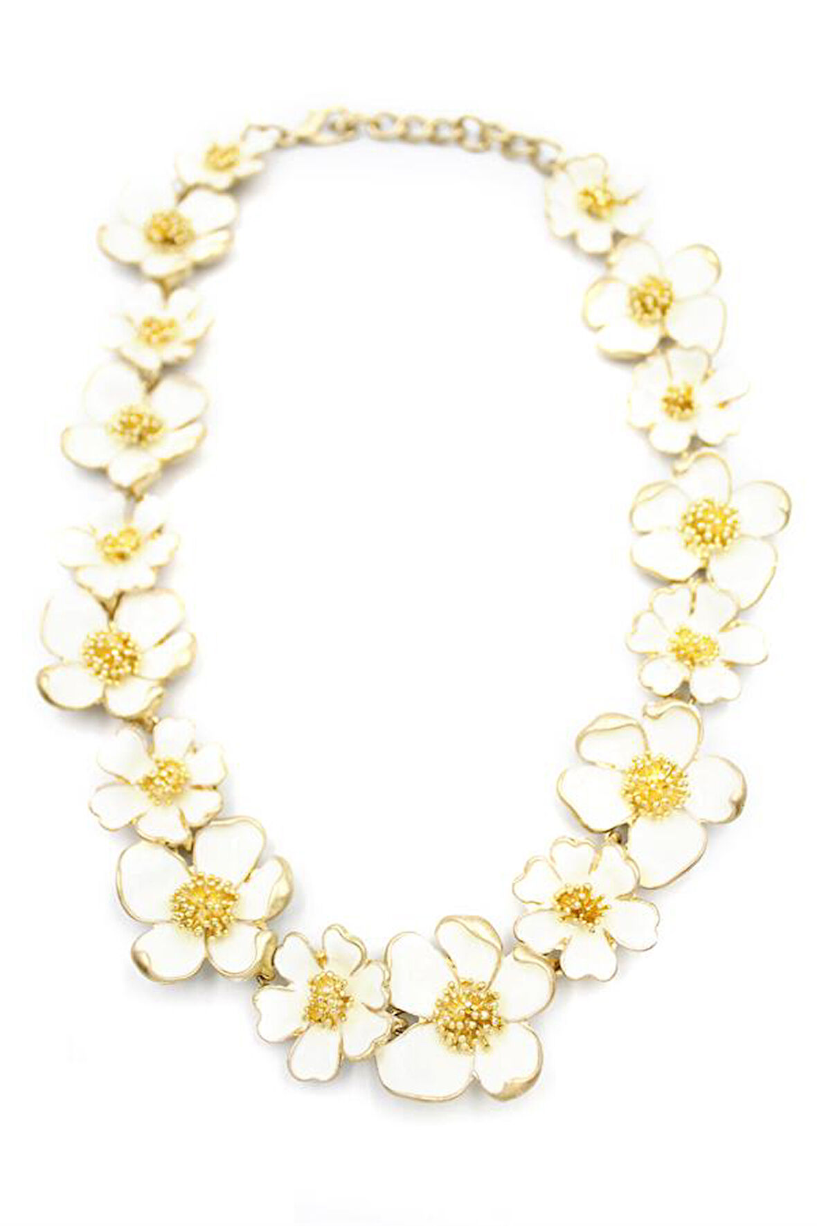 Mineli Çiçek Kolye - Krem