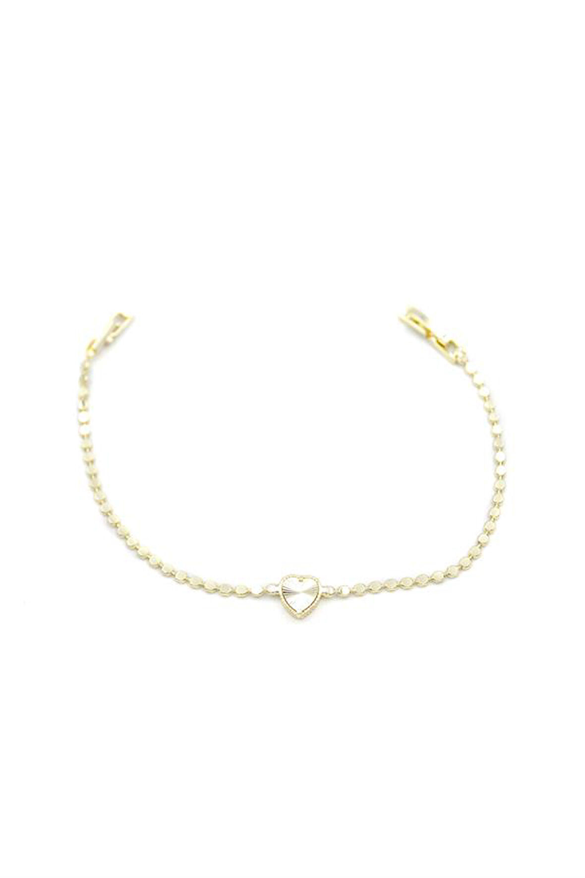 Ezme Zincir Kalp Bileklik - Altın