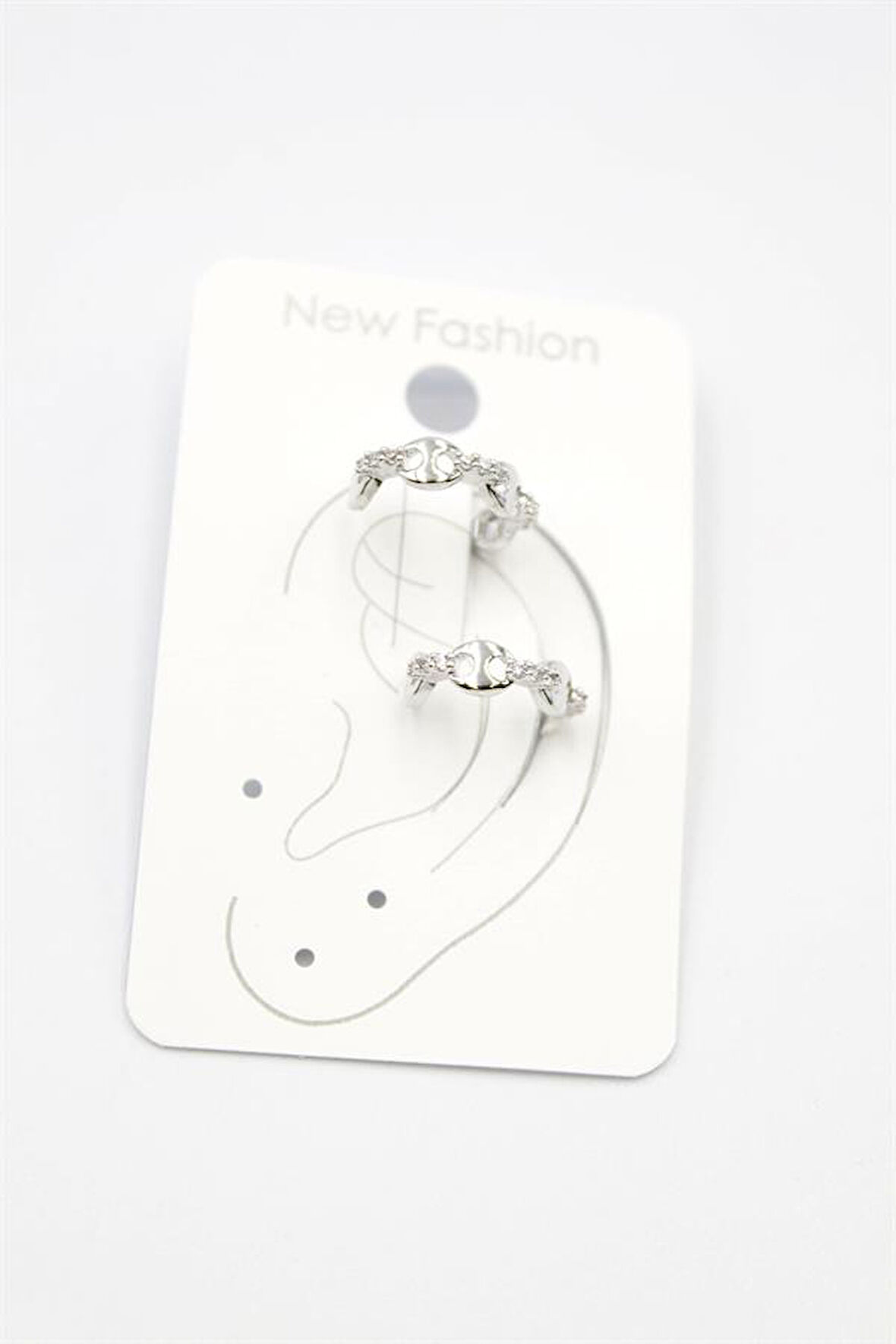 2'li Taşlı Kıkırdak Küpe - Gümüş