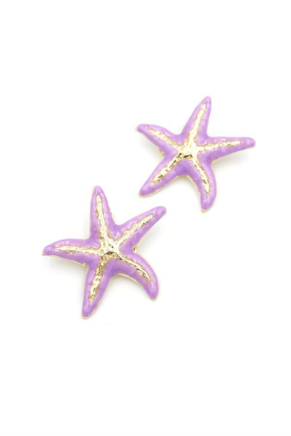 Mineli Deniz Yıldızı Küpe - Mor