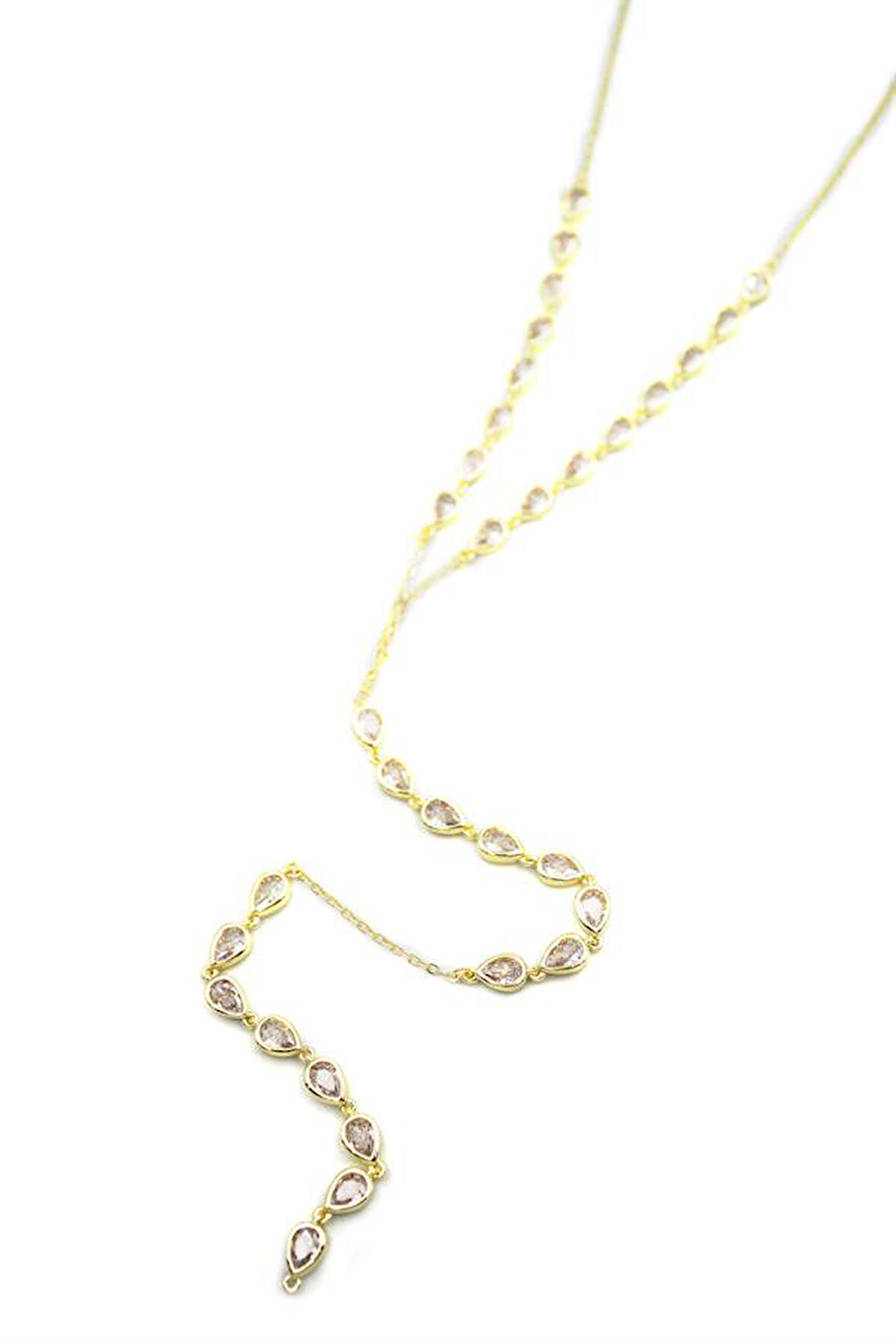 Damla Taşlı Y Kolye - Altın