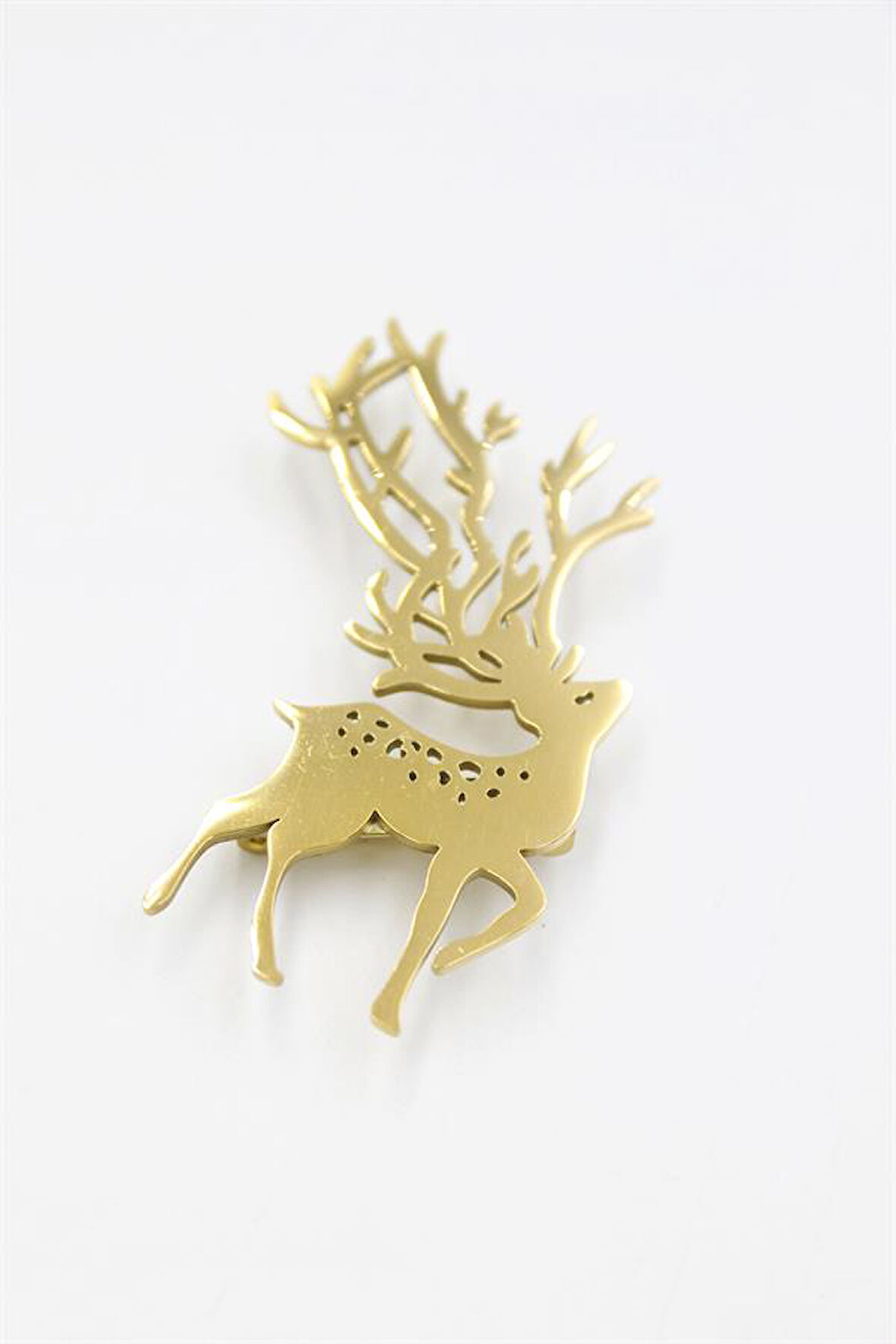 Çelik Geyik Broş - Altın