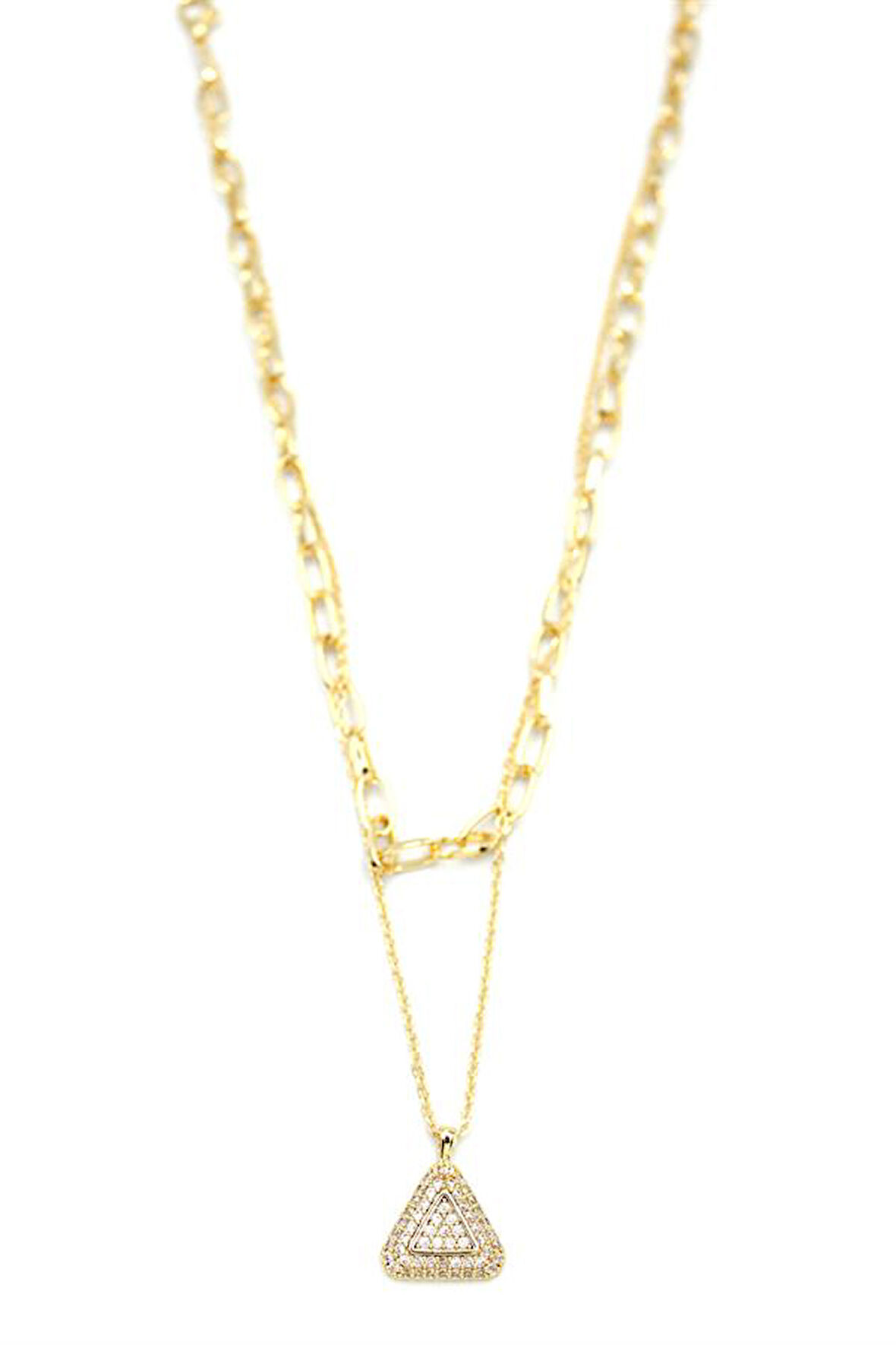 Çoklu Üçgen Kolye - Altın