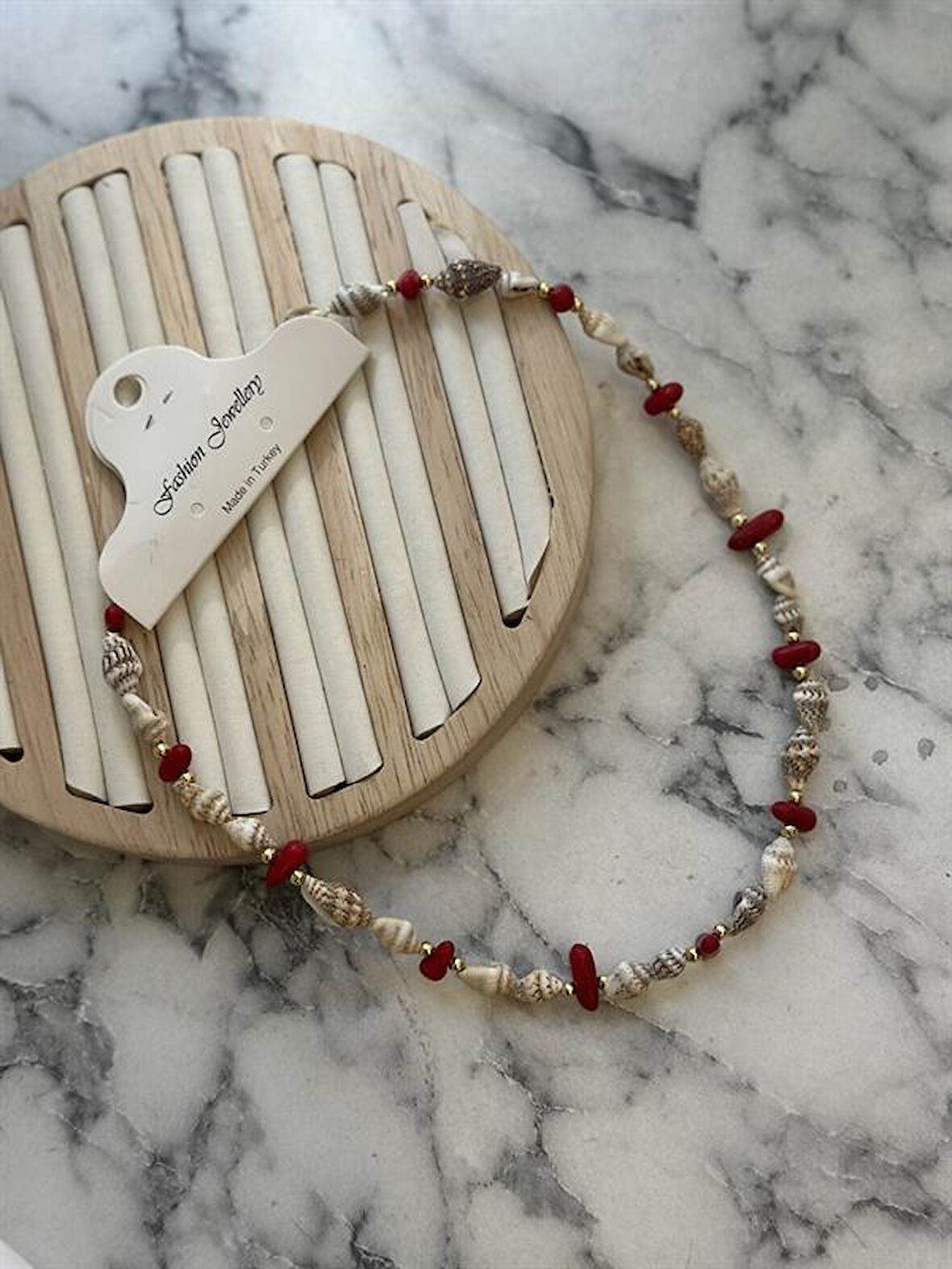 Deniz Kabuğu Kolye - Kırmızı