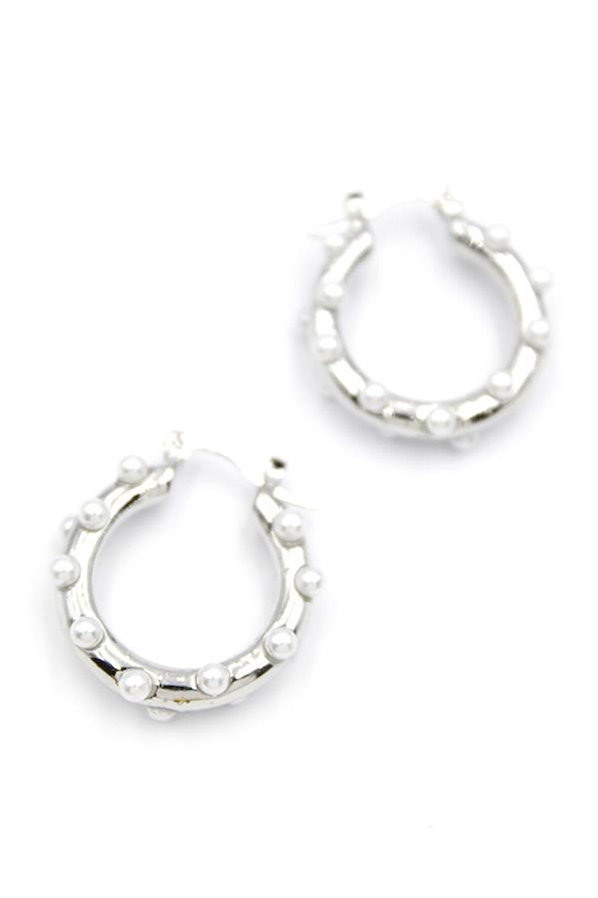 İncili Halka Küpe - Gümüş