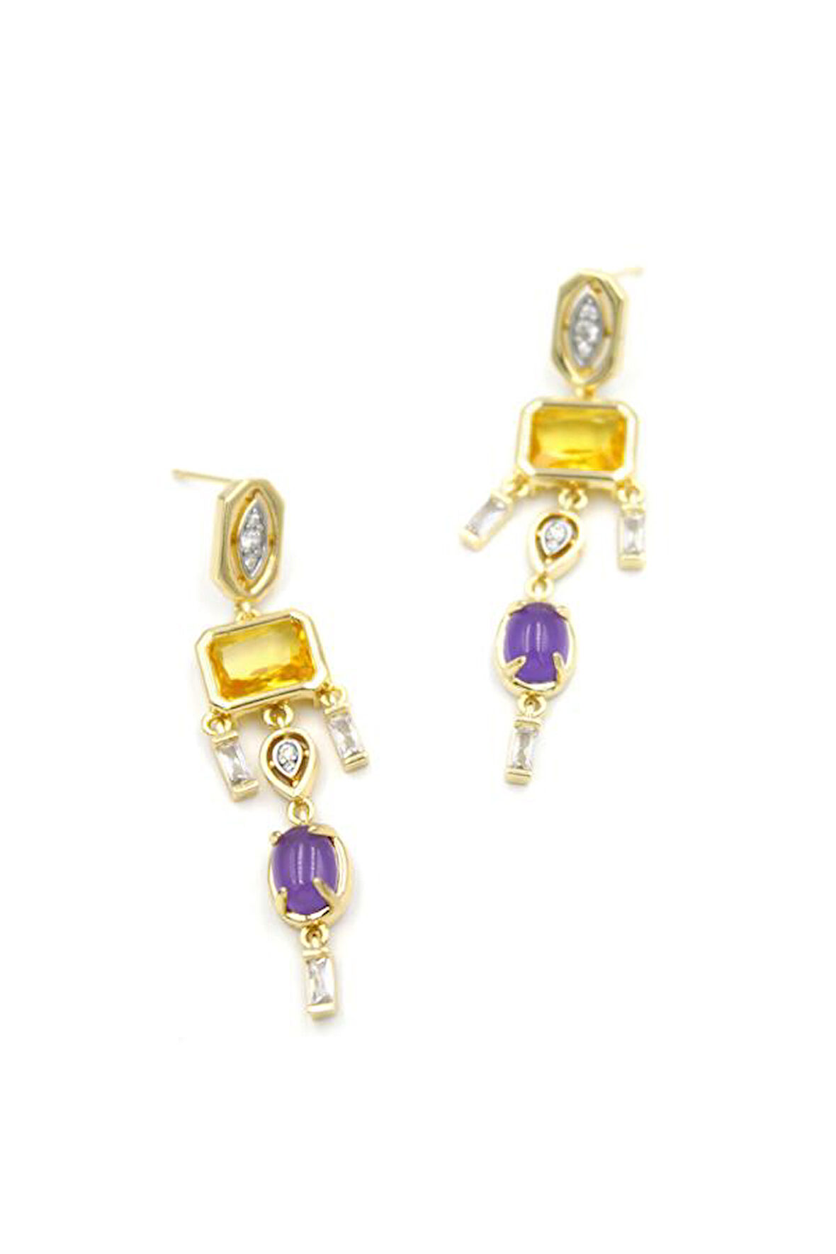 Taşlı Küpe - Altın