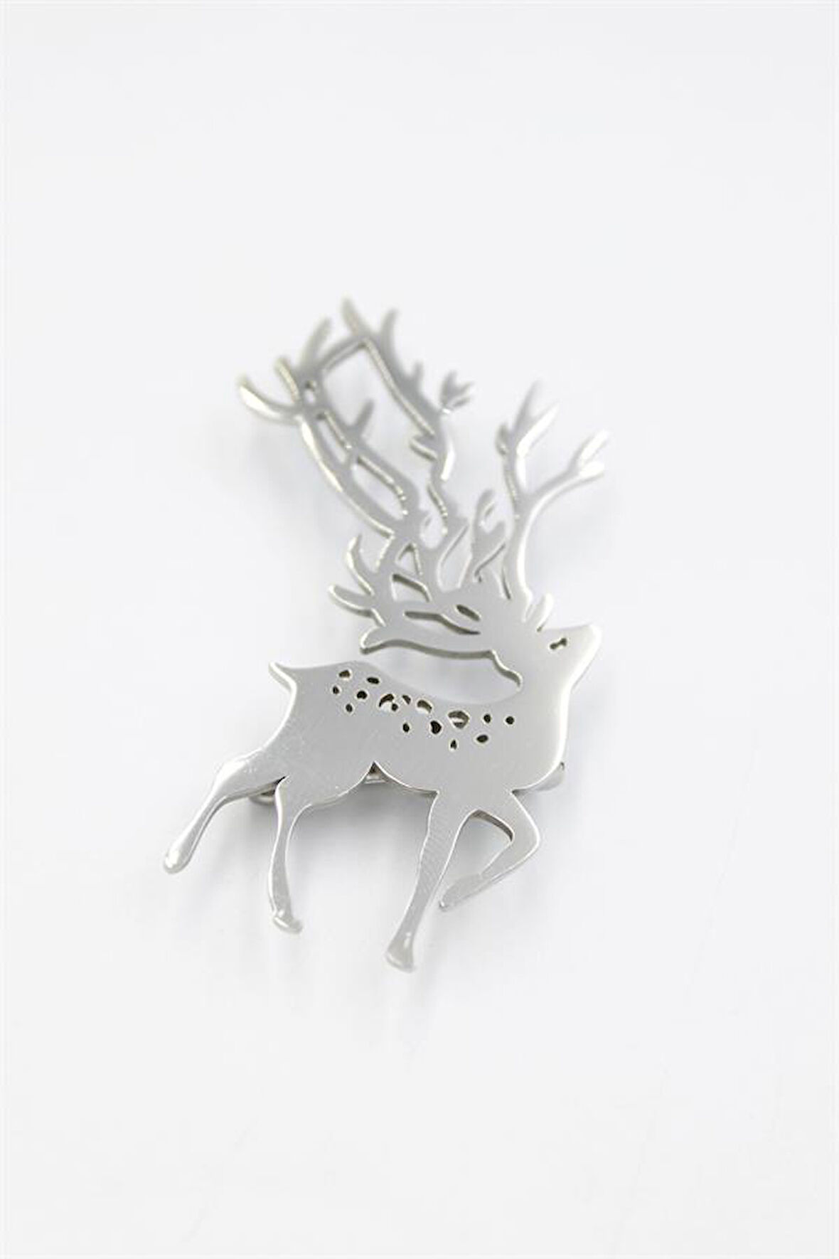 Çelik Geyik Broş - Gümüş