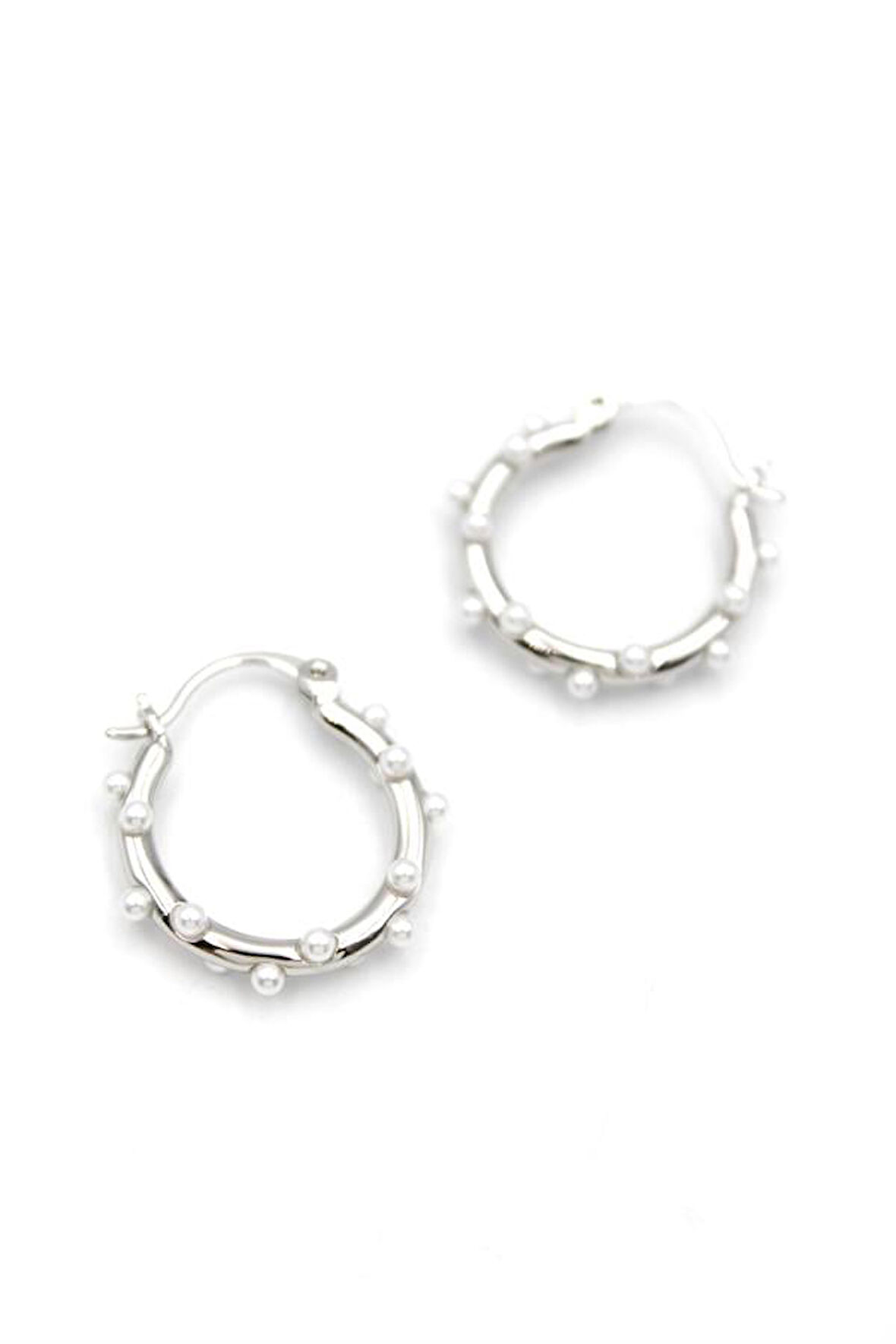 İncili Halka Küpe - Gümüş