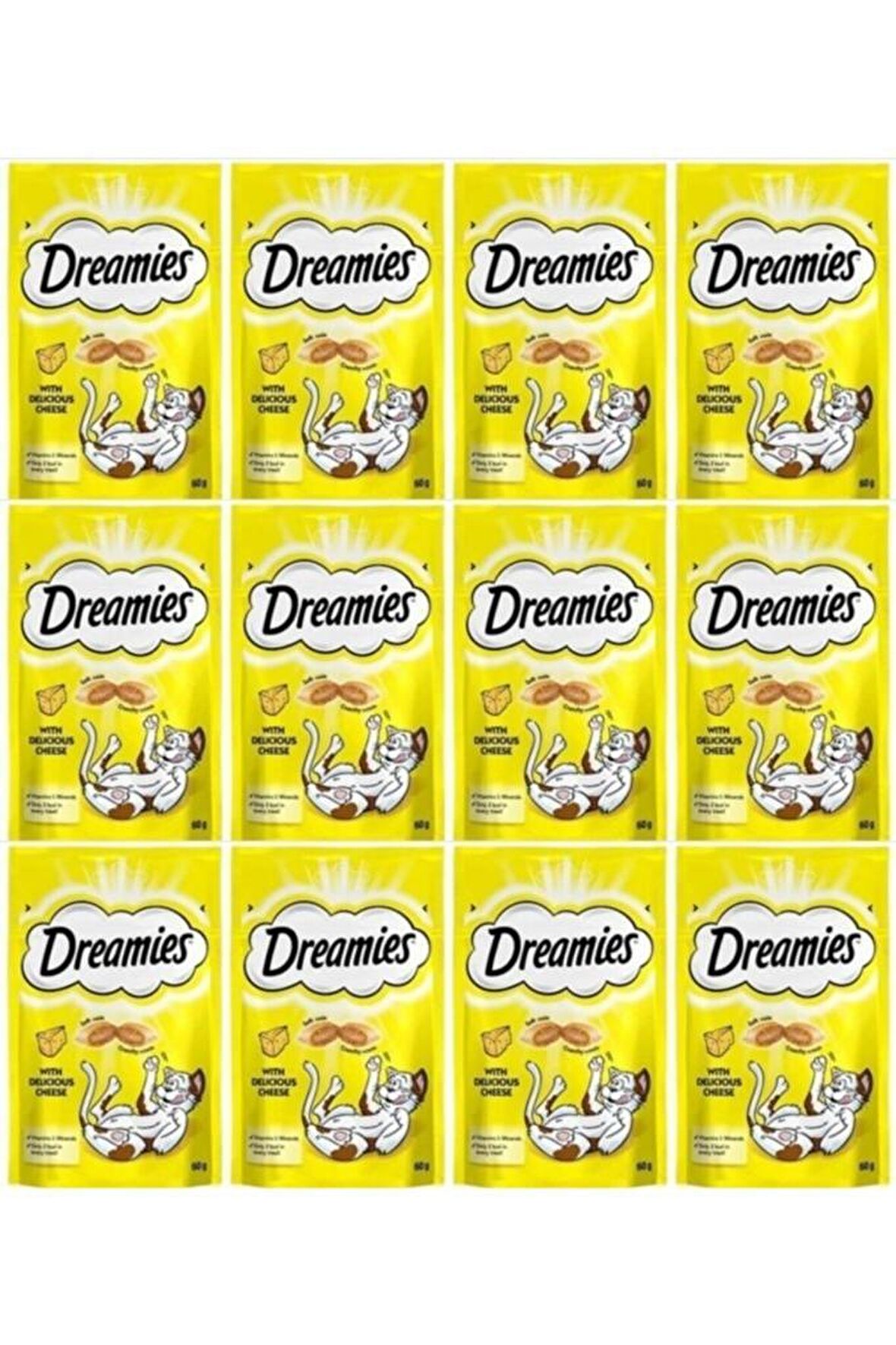 Dreamies With Delicious Cheese Peynirli Granül Yavru - Yetişkin Kedi Ödülü 12x60 g 