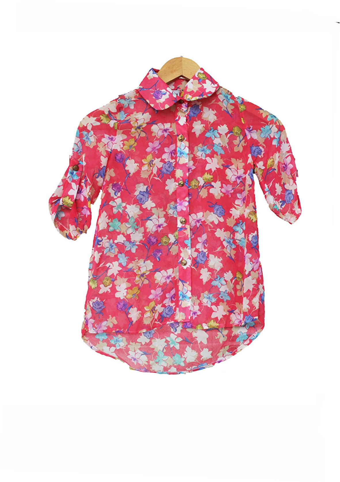 Kız Çocuk Şifon Gömlek Pembe