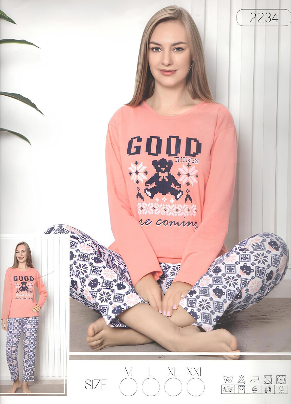 Uzun Kollu Pamuklu Pijama Takımı