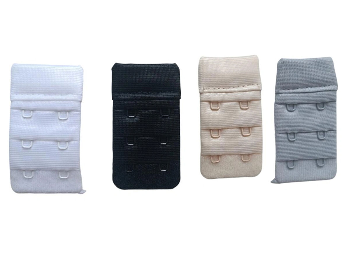 2 Kancalı 3 Sıralı Ağraf Set 4'lü Siyah Beyaz Gri Ten