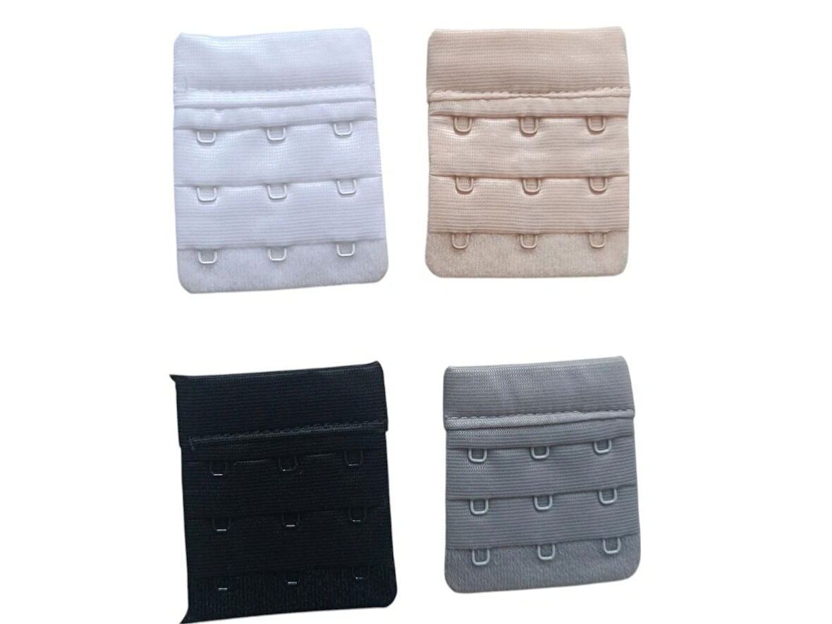 3 Kancalı 3 Sıralı Ağraf Set 4'lü Siyah Beyaz Ten Gri