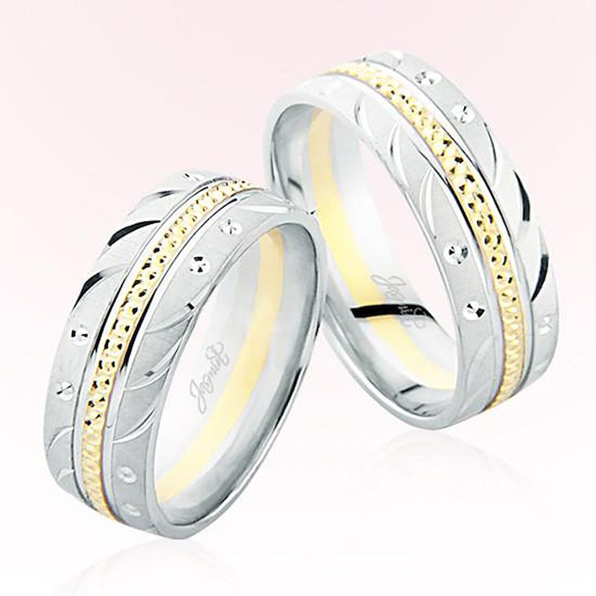 Beyaz Sarı Altın Alyans 6109