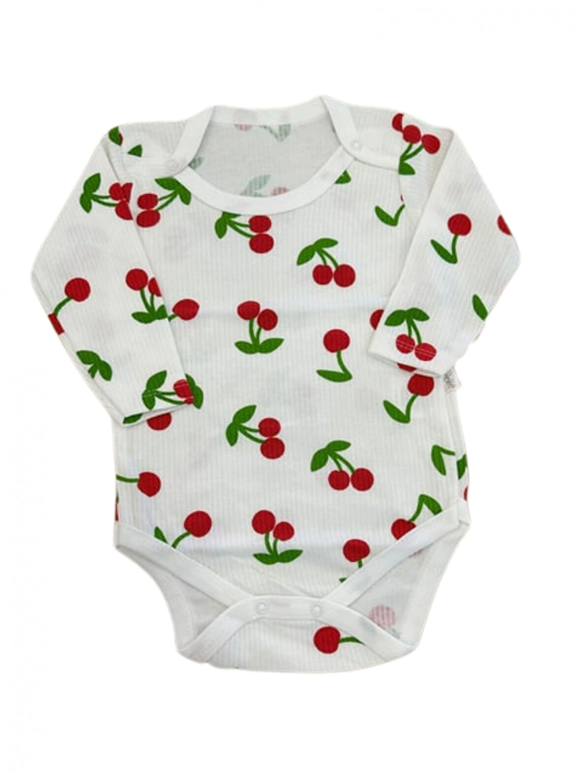 KİRAZ BASKILI UZUN KOLLU KIZ BODY