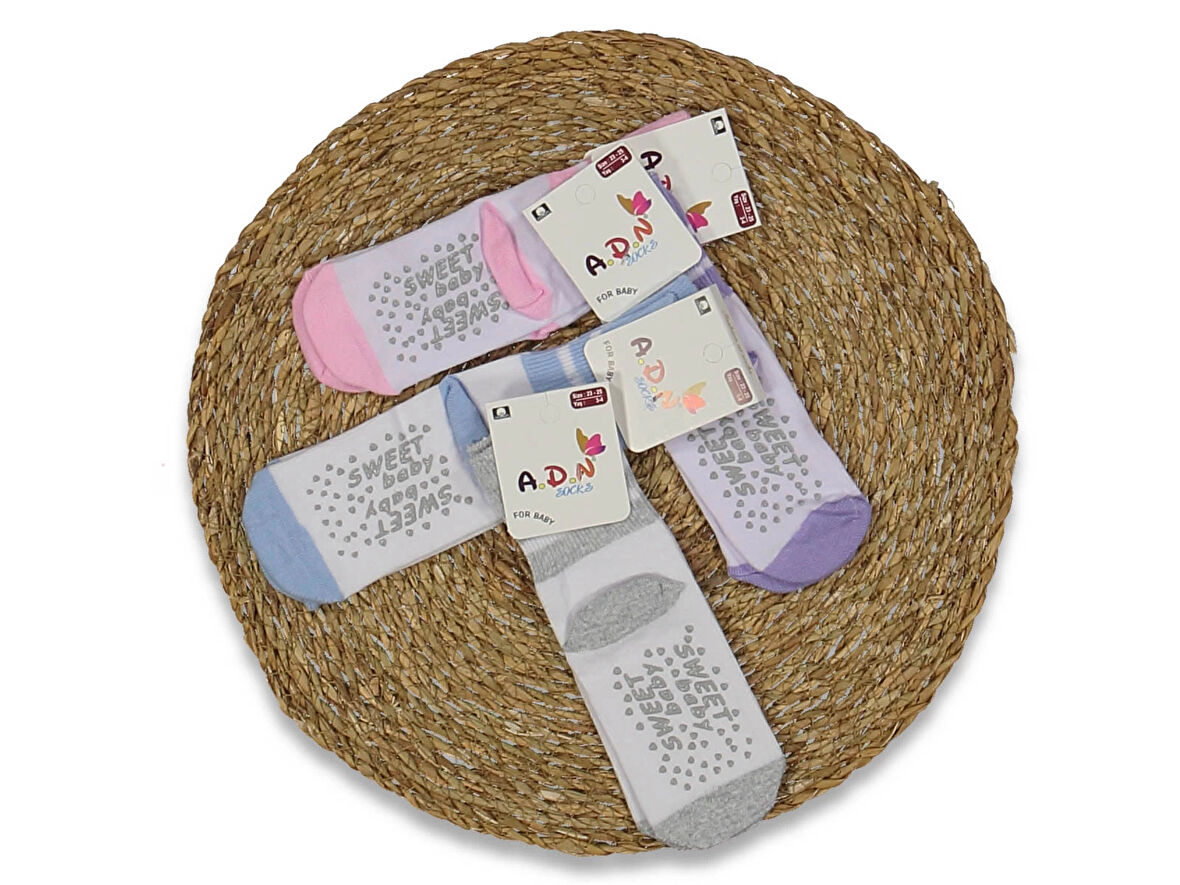 KIZ BEBEK KAYMAZ TABAN SOKET ÇORAP (4 ADET)