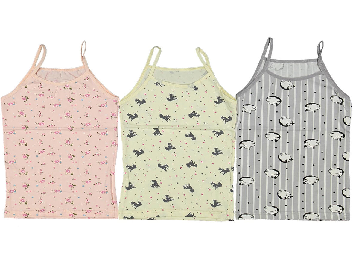 DESENLİ İP ASKILI KIZ ATLET (3 ADET)