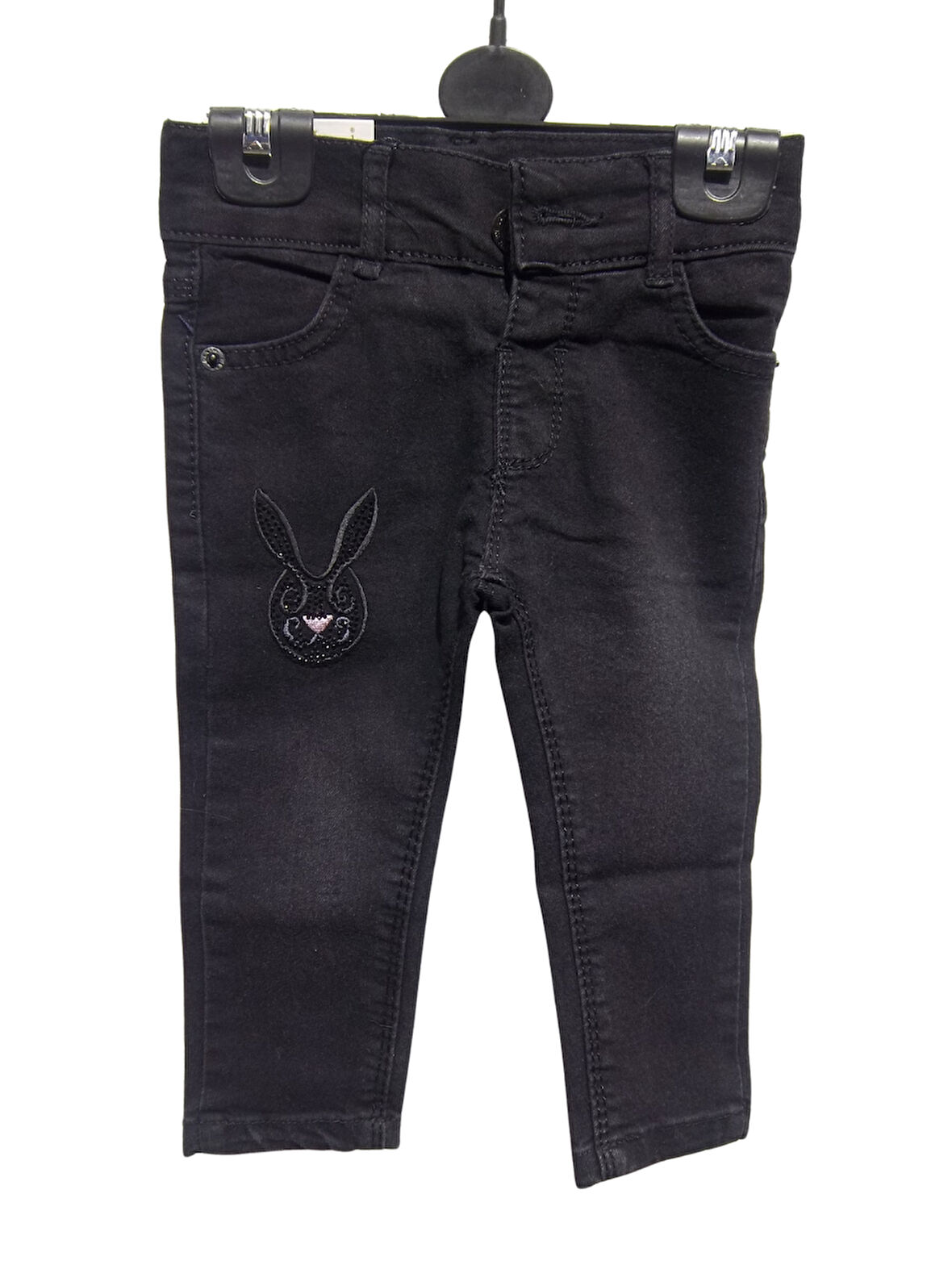 TAVŞAN NAKIŞLI TAŞ İŞLEMELİ JEANS KIZ PANTOLON