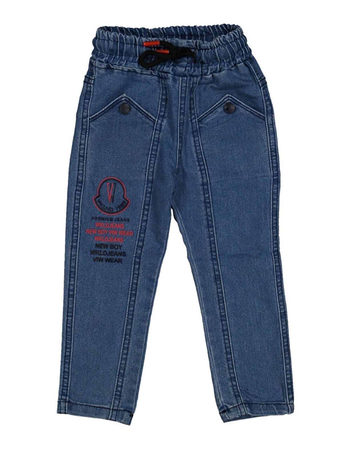 BEL BAĞCIKLI BASKILI JEANS ERKEK PANTOLON