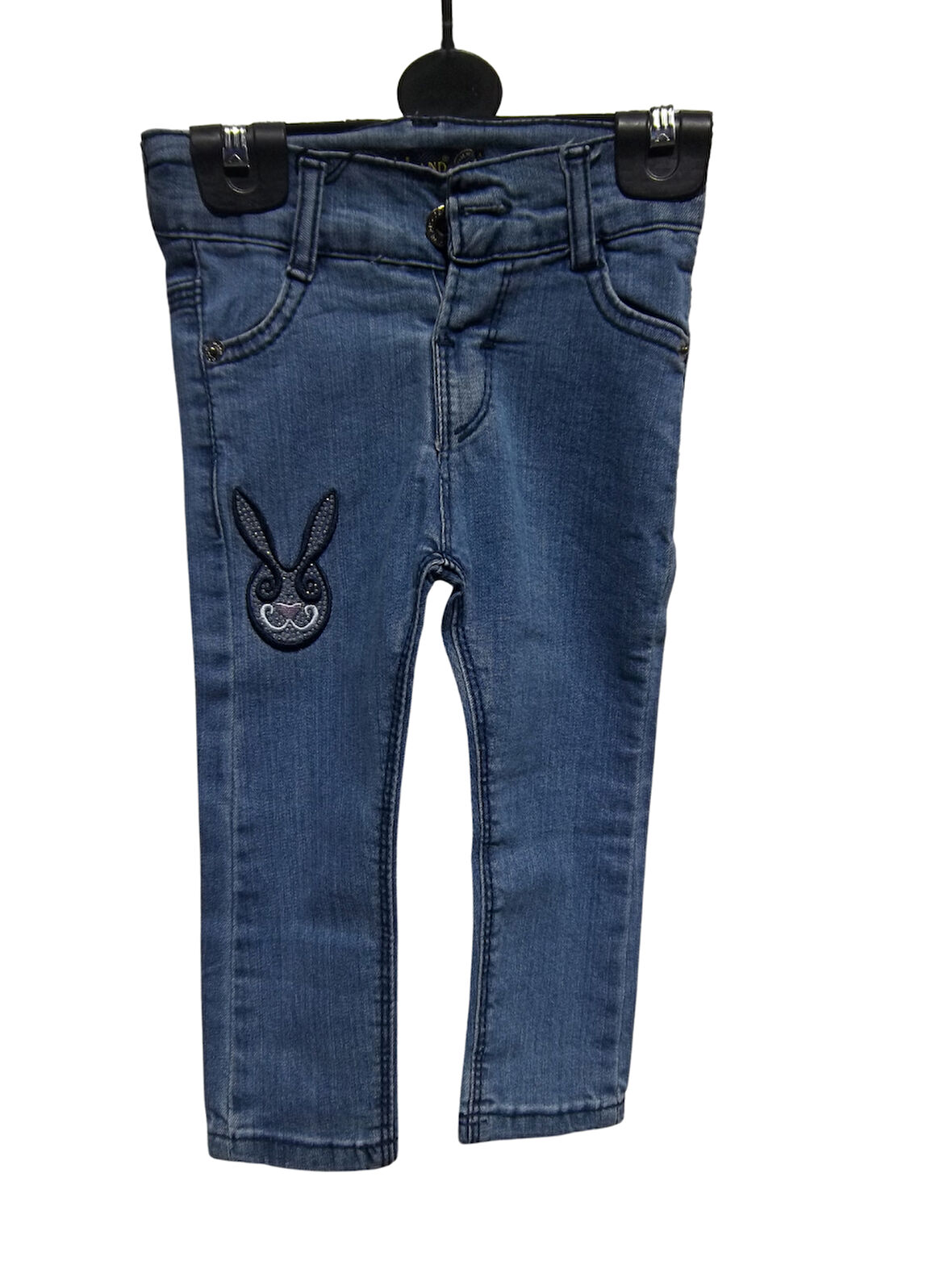 TAVŞAN NAKIŞLI TAŞ İŞLEMELİ JEANS KIZ PANTOLON