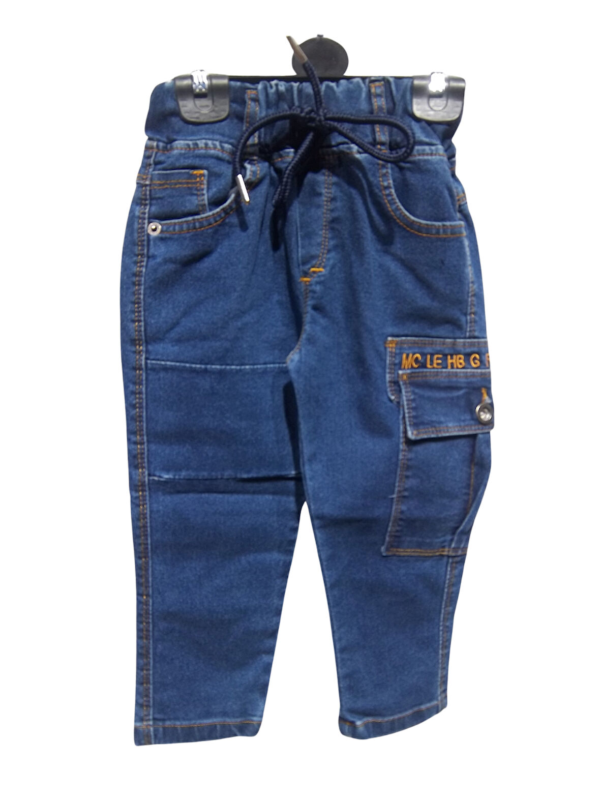 BEL BAĞCIKLI KARGO CEPLİ NAKIŞLI JEANS PANTOLON