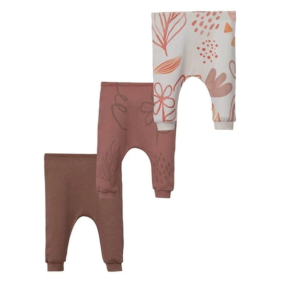 NİJİ ÇİÇEKLİ RİBANALI KIZ TEK ALT (3'LÜ SET)