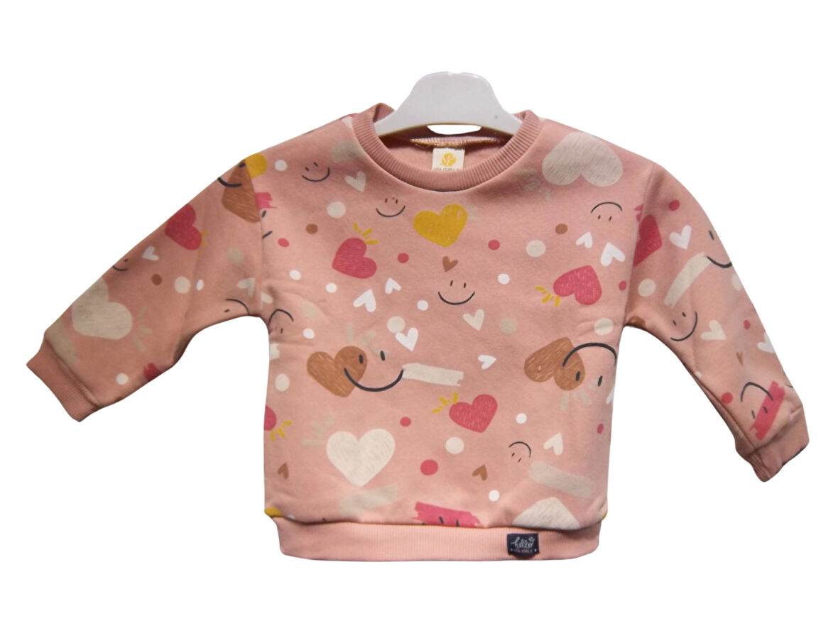 KALP BASKILI KIZ SWEATSHIRT
