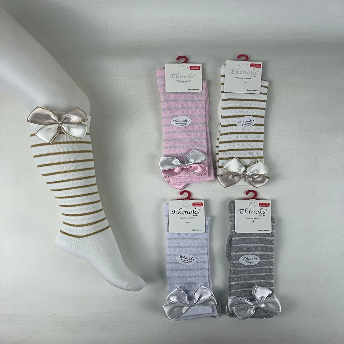 KIZ BEBEK FİYONKLU DİZ ALTI ÇORAP (3 ADET)