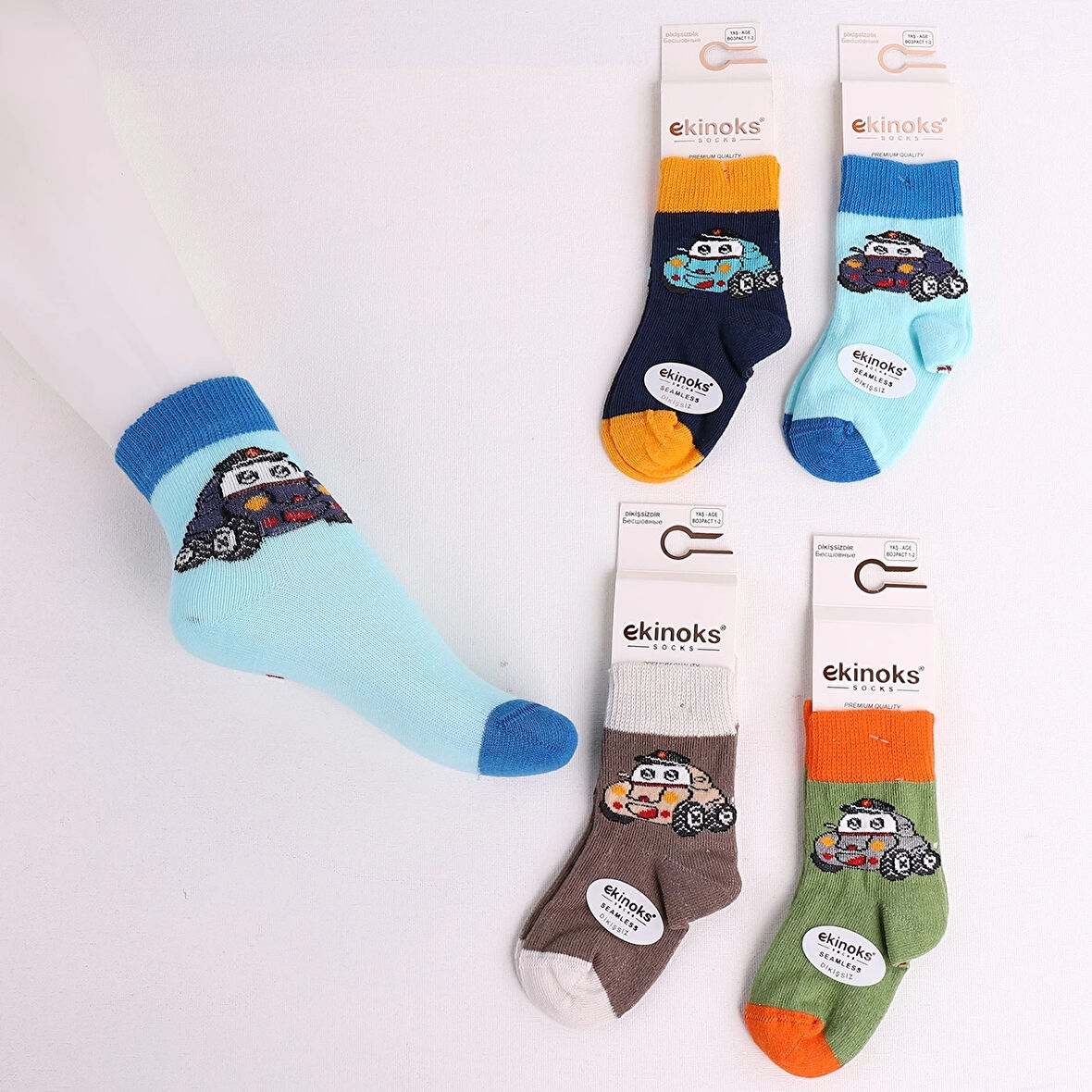 ERKEK ÇOCUK ARABA DESEN SOKET ÇORAP (6 ADET)