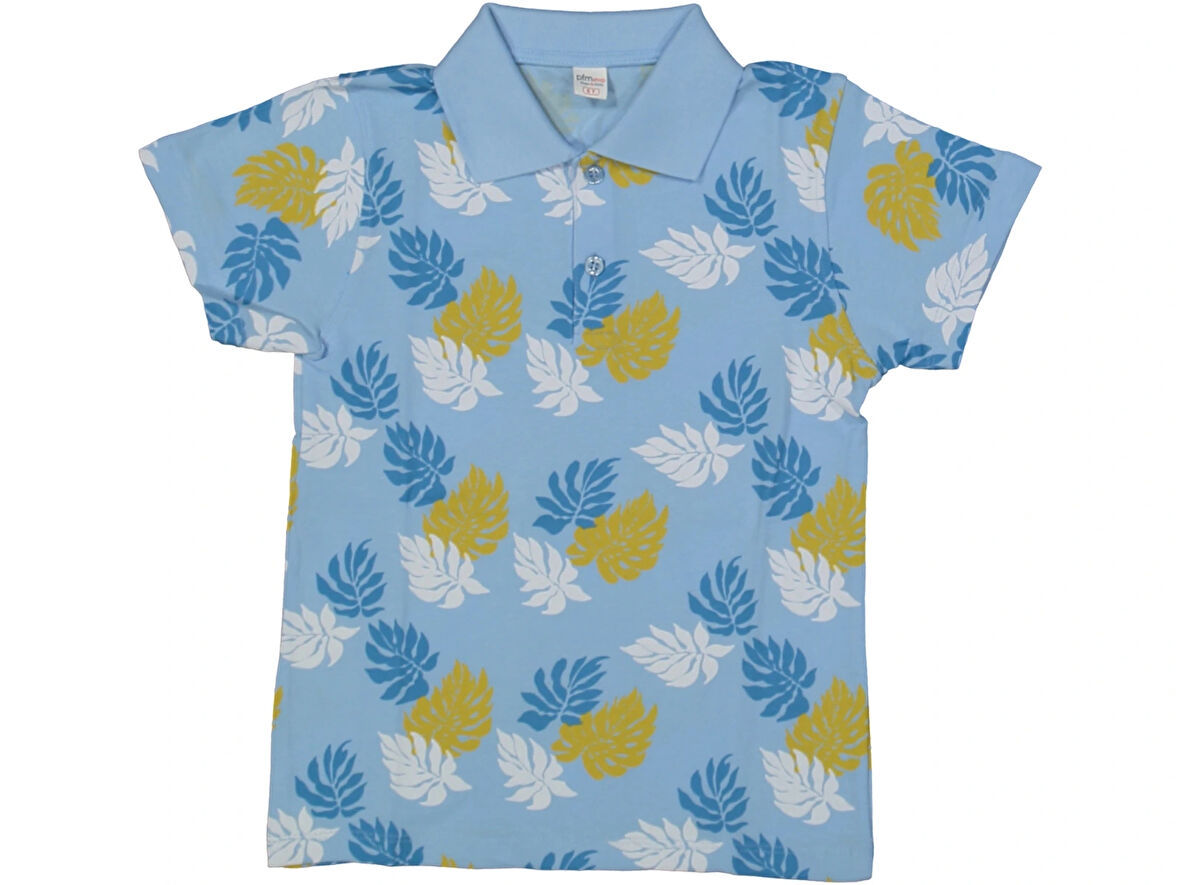 YAPRAK DESENLİ POLO YAKA ERKEK T-SHIRT