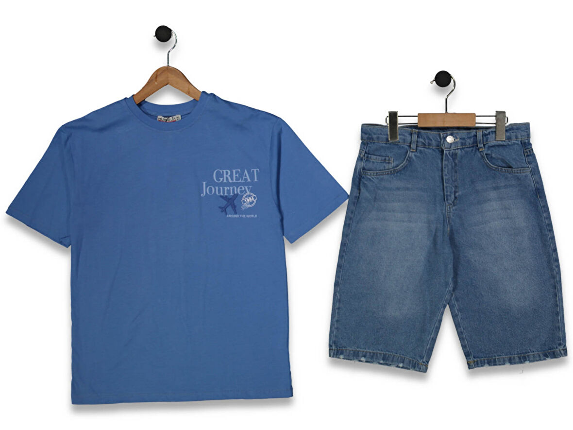 GREAT BASKILI JEANS ŞORTLU ERKEK TAKIM