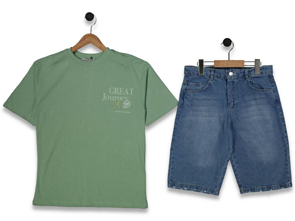 GREAT BASKILI JEANS ŞORTLU ERKEK TAKIM