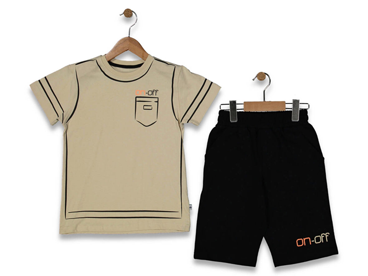 ON-OFF BASKILI ŞORTLU Erkek Çocuk  TAKIM