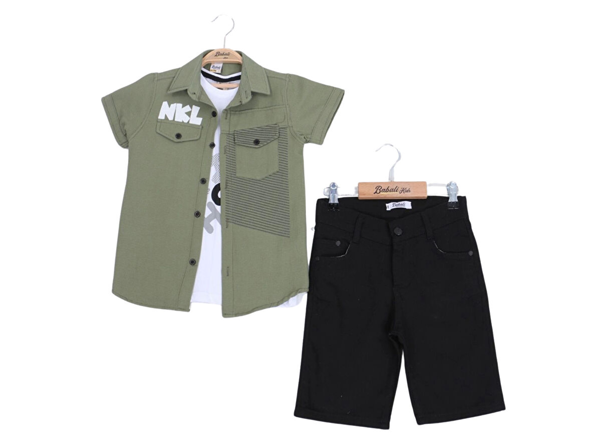 NKL BASKILI GÖMLEKLİ ŞORTLU Erkek Çocuk  TAKIM